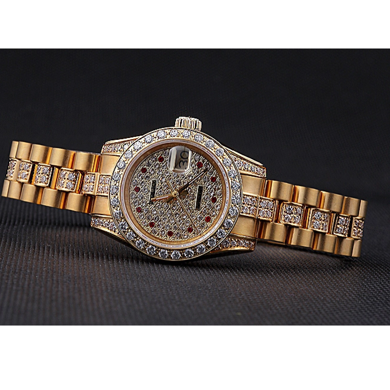 AAA replica watch Swiss Diamond Rolex Dial 622023 Gold DateJust 0606